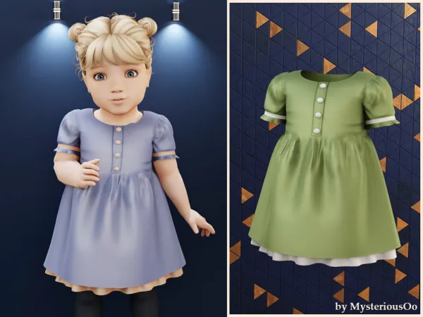 Mix Infant Silk dress with ruffles and ribbons by MysteriousOo - The Sims 4 Custom Content