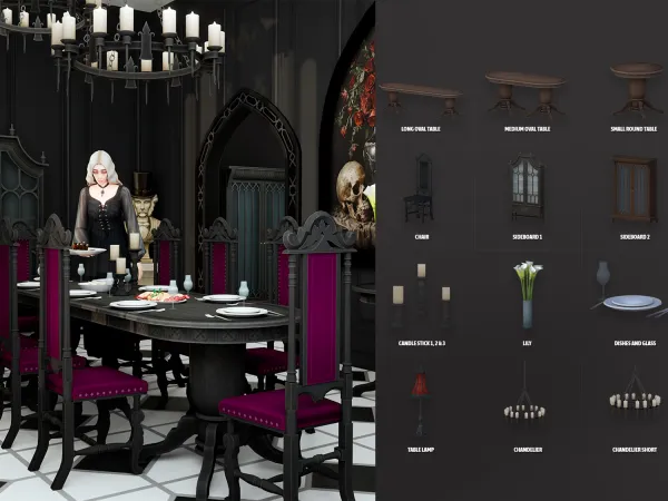 Maxis Match Midnight Manor Dining Room - The Sims 4 Custom Content