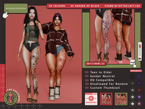Mix Cherry Blossom V1 Tattoo - The Sims 4 Custom Content