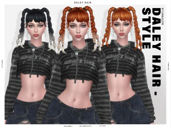 Maxis Match Daley Bubble Braids Hairstyle by Leah_Lillith - The Sims 4 Custom Content