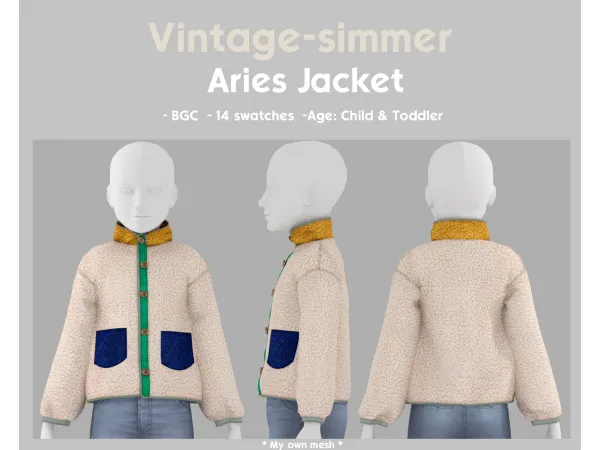 Alpha Alpha Jacket for Kids & todds simmer by vintage - The Sims 4 custom content