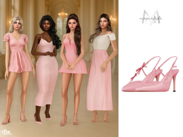 Alpha Soft Girl Renaissance Elegant Sling Heels S652 - The Sims 4 Custom Content
