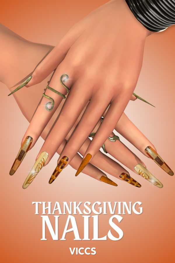Alpha (FILE) VICCS_ THANKSGIVING NAILS (TEEN ELDER) by viccs - The Sims 4 Custom Content
