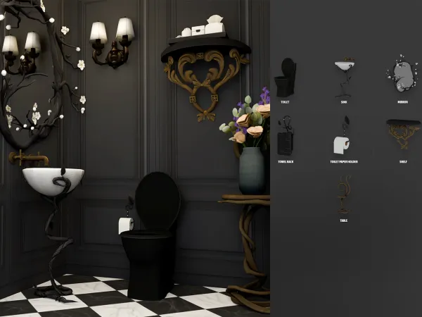 Alpha Midnight Manor Powder Room - The Sims 4 Custom Content
