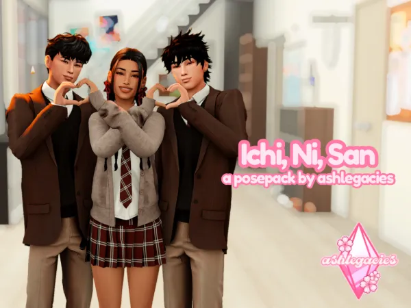 Mix Ichi Ni San Posepack by ashlegacies - The Sims 4 Custom Content