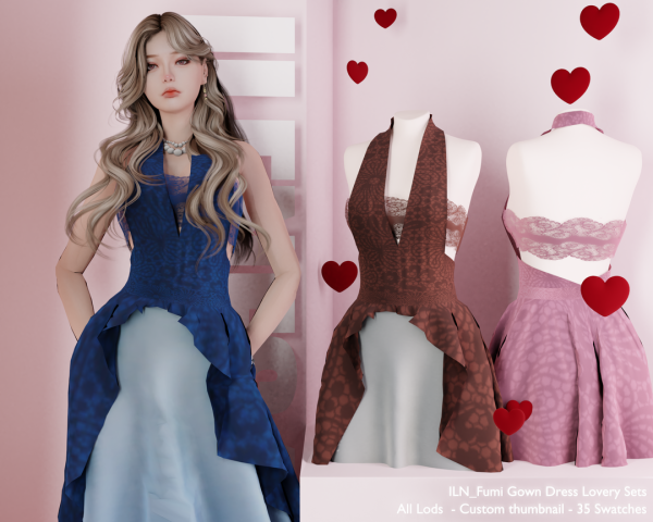 Alpha ILN Fumi Gown Dress by ilenes4 - The Sims 4 Custom Content
