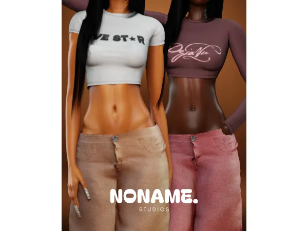 Alpha LONG SLEEVE & CROP TOP by bydiv - The Sims 4 custom content