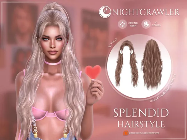 Alpha Nightcrawler Splendid Hair STYLE A - The Sims 4 Custom Content
