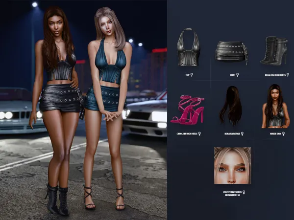 Alpha Laced Leather Lookbook 1 by modcollective - The Sims 4 Custom Content