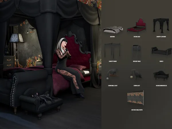 Alpha Midnight Manor Mistress Bedroom by modcollective - The Sims 4 Custom Content