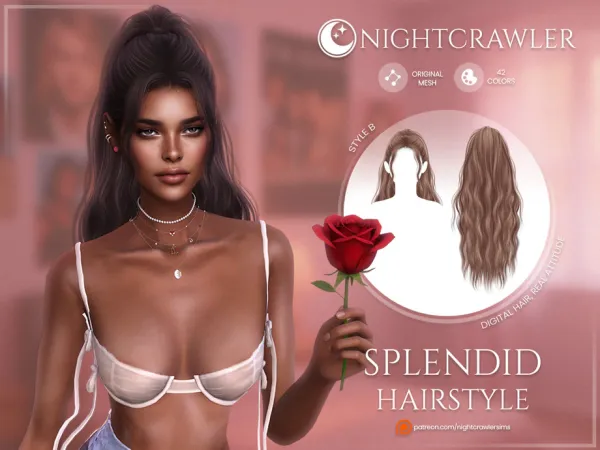 Alpha Nightcrawler Splendid Hair STYLE B by thesimsresource - The Sims 4 Custom Content