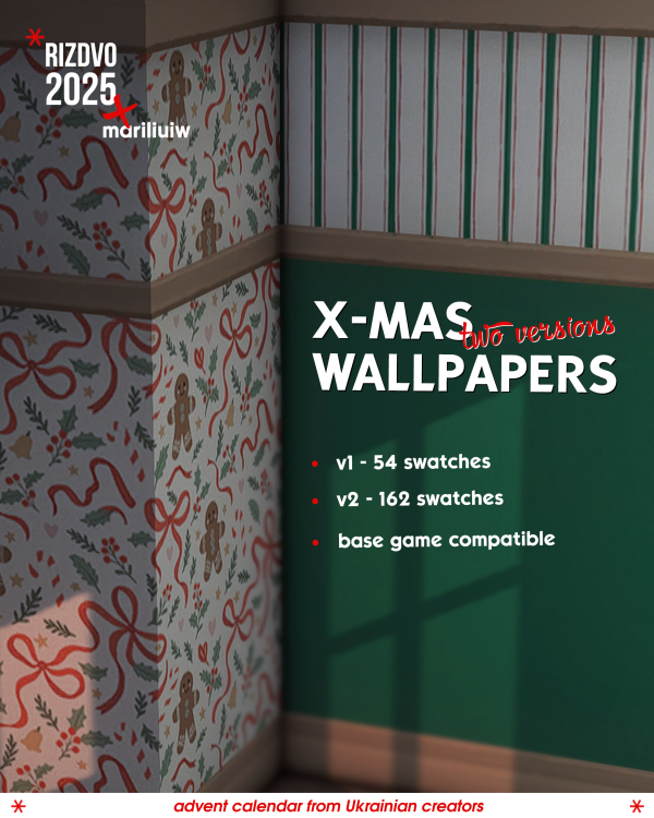 Maxis Match ADVENT'25 day 2 x mas wallpapers by simsfinds - The Sims 4 Custom Content