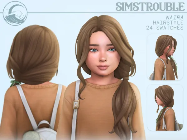 Maxis Match Naira Hairstyle Child 2 Versions by thesimsresource - The Sims 4 Custom Content