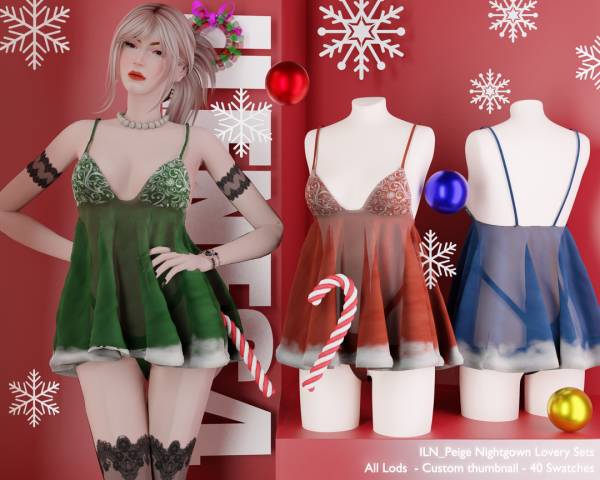 Alpha ILN Peige Nightgown by ilenes4 - The Sims 4 Custom Content