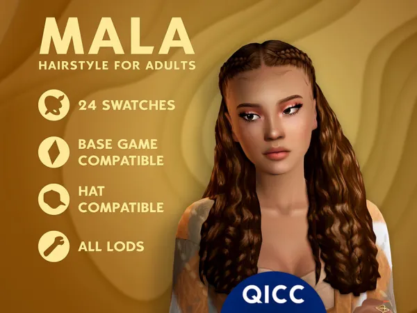 Maxis Match Mala Hair by itsqicc - The Sims 4 Custom Content