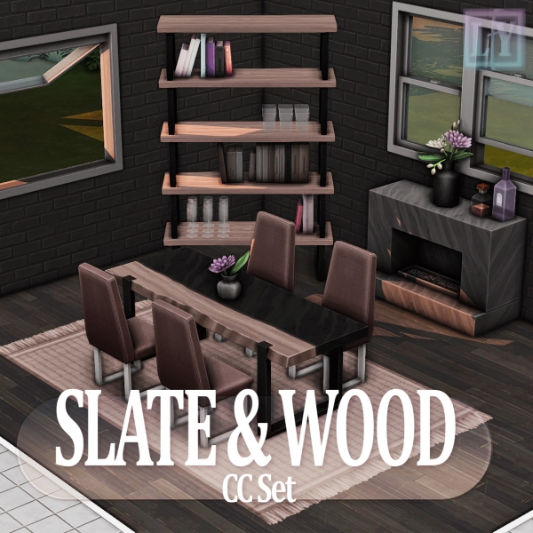 Maxis Match Slate Wood Set by simsfinds - The Sims 4 Custom Content