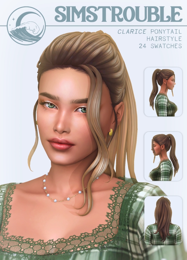 Maxis Match Clarice Hairstyle Ponytail (4 Versions) by simsfinds - The Sims 4 Custom Content