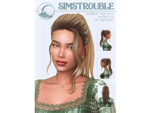 Maxis Match Clarice Hairstyle Ponytail (4 Versions) by simstrouble - The Sims 4 Custom Content