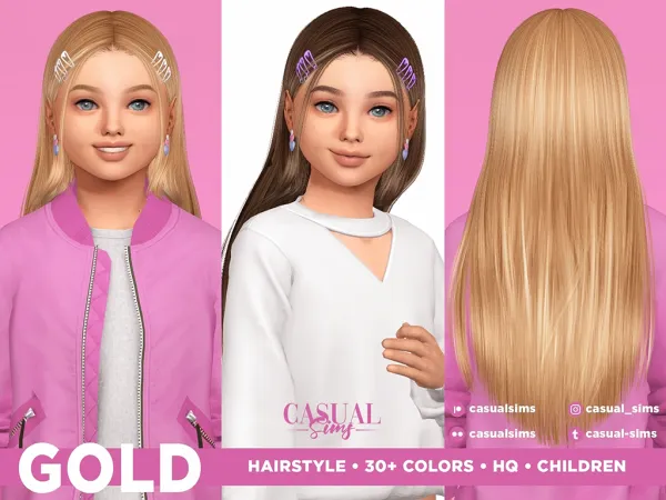 Alpha Gold Hairstyle With Bangs Children by casualsims - The Sims 4 Custom Content
