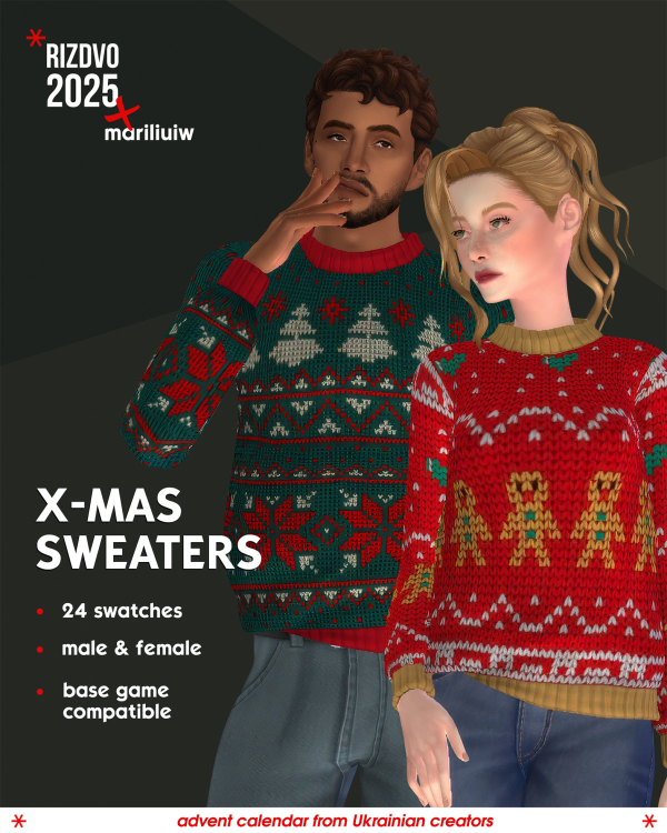 Mix x mas sweaters by simsfinds - The Sims 4 Custom Content