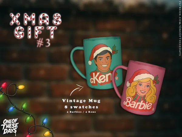 Mix OOTD BuildBuy XMAS GIFT 3 Vintage Mug - The Sims 4 Custom Content
