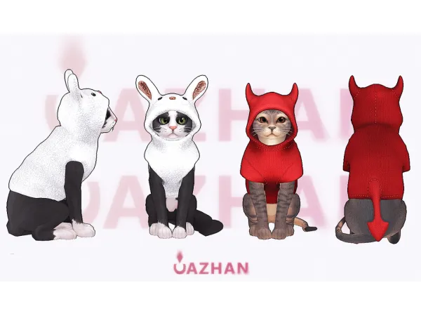 Mix [BUNNY & DEVIL] cat clothes by cazhancc - The Sims 4 custom content