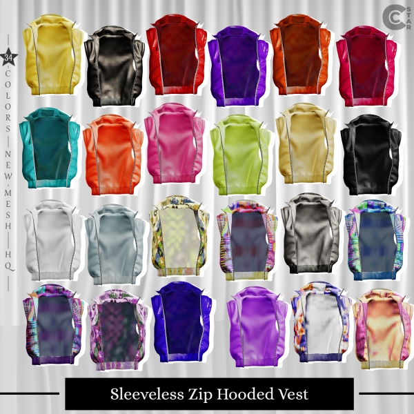 Mix Sleeveless Zip Hooded Vest cool_content_star by cool_content_star - The Sims 4 Custom Content