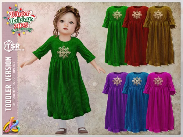 Alpha Holiday Snowflake Sparkle Dresses 329 Toddler by RobertaPLobo - The Sims 4 Custom Content