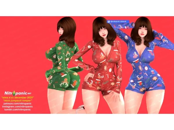 Alpha Nitropanic_Xoxo Jumpsuit Romper Holidays Special - The Sims 4 Custom Content