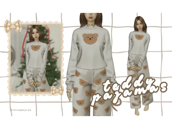 Maxis Match Teddy Bear Pajamas by simsfinds - The Sims 4 Custom Content