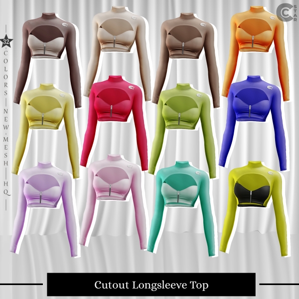 Mix Cutout Longsleeve Top cool_content_star by cool_content_star - The Sims 4 Custom Content