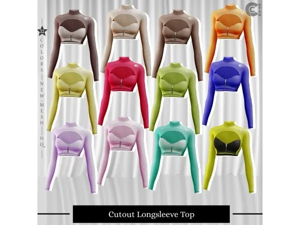 Mix Cutout Longsleeve Top cool_content_star - The Sims 4 Custom Content