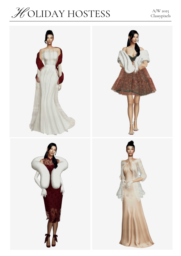 Alpha 𝐇𝐎𝐋𝐈𝐃𝐀𝐘 𝐇𝐎𝐒𝐓𝐄𝐒𝐒 𝐋𝐎𝐎𝐊𝐁𝐎𝐎𝐊 by simsfinds - The Sims 4 Custom Content