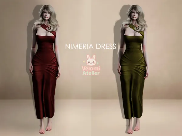Alpha Nimeria Dress VelomiAtelier by thesimsresource - The Sims 4 Custom Content