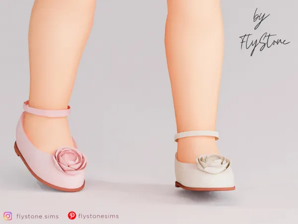 Mix Toddler Suede Multicolored Flats With A Rosebud On by thesimsresource - The Sims 4 Custom Content