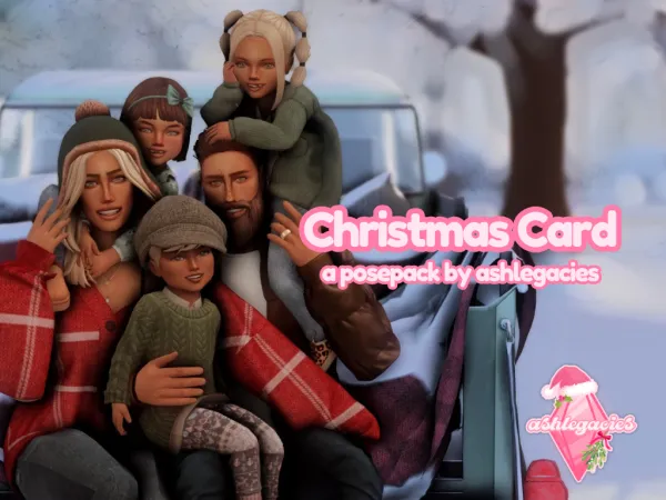Mix Christmas Card posepack - The Sims 4 Custom Content