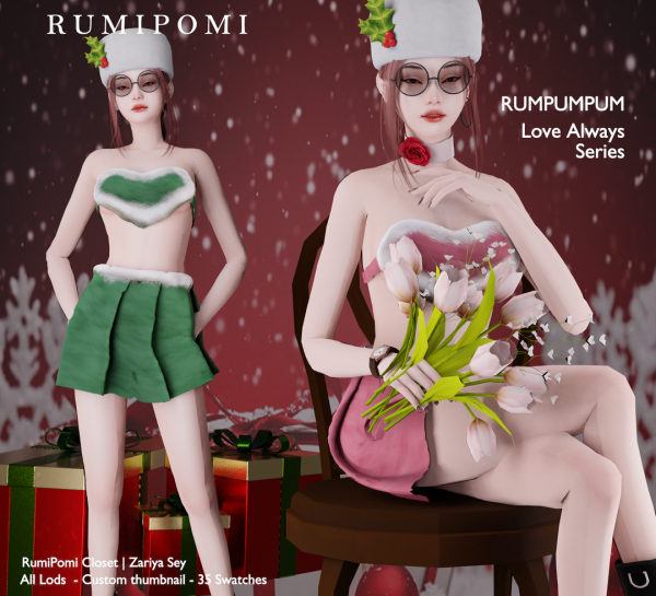 Alpha Rumpumpum_Zariya Christmas Set by rumi_pomi - The Sims 4 Custom Content