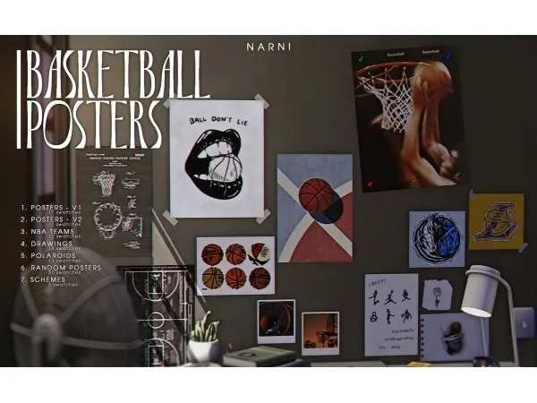 Mix [narni] Basketball posters by simsfinds - The Sims 4 Custom Content