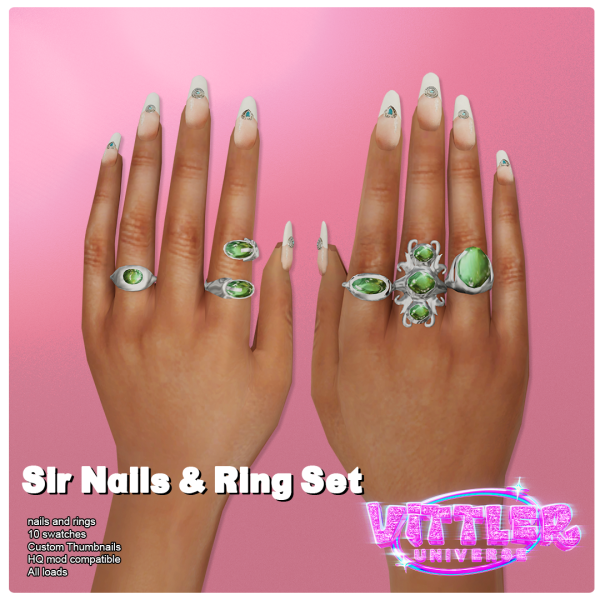 Alpha Sir Nails n Rings Set by simsfinds - The Sims 4 Custom Content