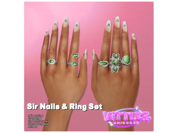 Alpha Sir Nails n Rings Set by VittlerUniverse - The Sims 4 Custom Content