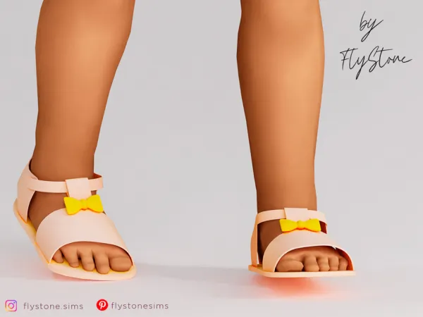 Maxis Match Toddler Sandals With A Small Golden Bow by thesimsresource - The Sims 4 Custom Content