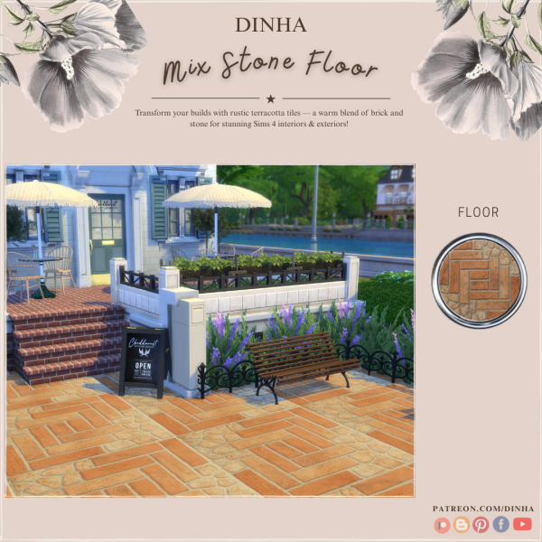 Alpha Mix Stone Floor by dinhagamer - The Sims 4 Custom Content