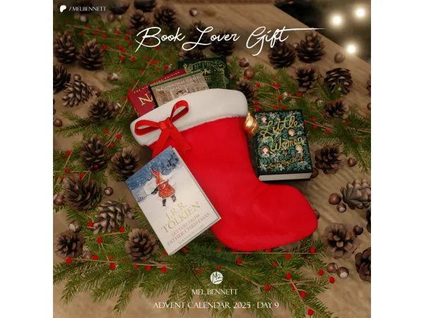 Mix Advent Calendar 2025 Day 9 Book Lover Gift - The Sims 4 Custom Content