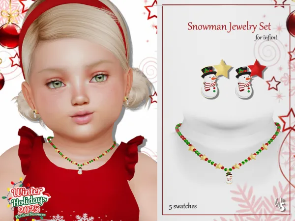 Alpha Snowman Jewelry Set for infant - The Sims 4 Custom Content