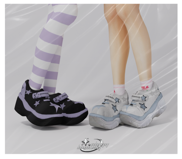Alpha Rainbow Star Sneakers by ohmybunnny2 - The Sims 4 Custom Content