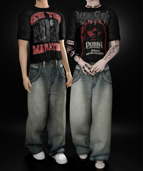 Alpha SHIRT DEATHBLACK AND BAGGY by whimp - The Sims 4 Custom Content