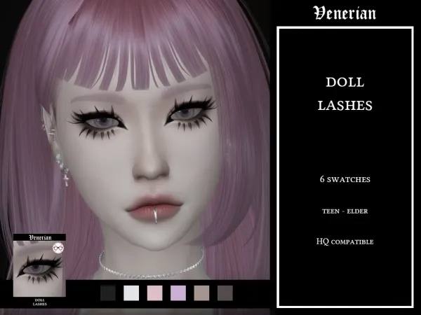 Alpha Doll Lashes (3D) by venerian - The Sims 4 Custom Content