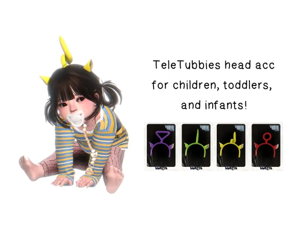 Mix TeleTubbies head acc for children, toddlers, and infants! by v - The Sims 4 custom content