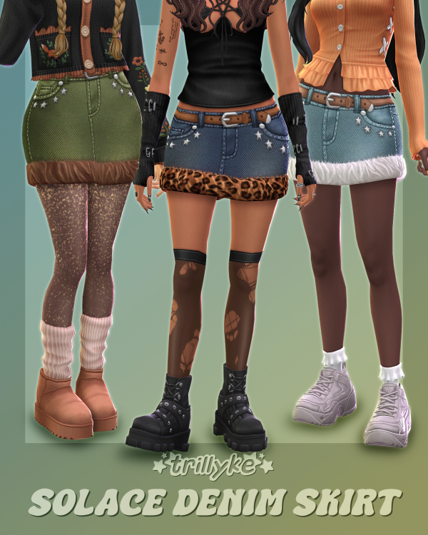 Maxis Match Solace Denim Skirt by simsfinds - The Sims 4 Custom Content