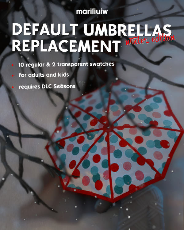 Maxis Match DEFAULT umbrellas replacement winter edition by simsfinds - The Sims 4 Custom Content